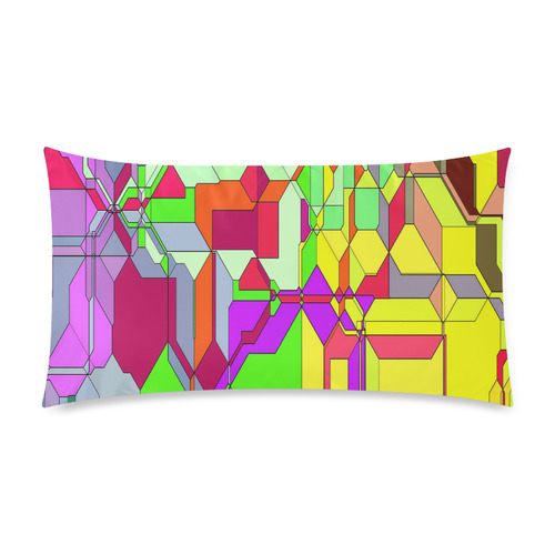 Retro Color Pop Geometric Fun 1 Rectangle Pillow Case 20"x36"(Twin Sides)