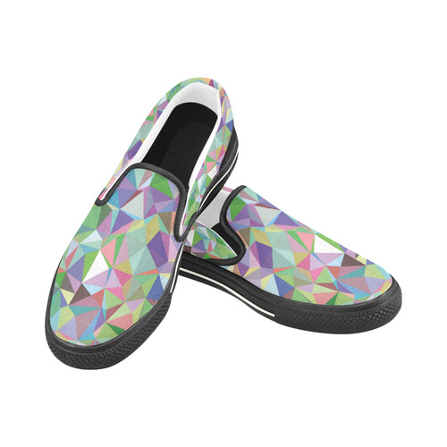 Mosaic Pattern 5 Women's Slip-on Canvas Shoes/Large Size (Model 019)