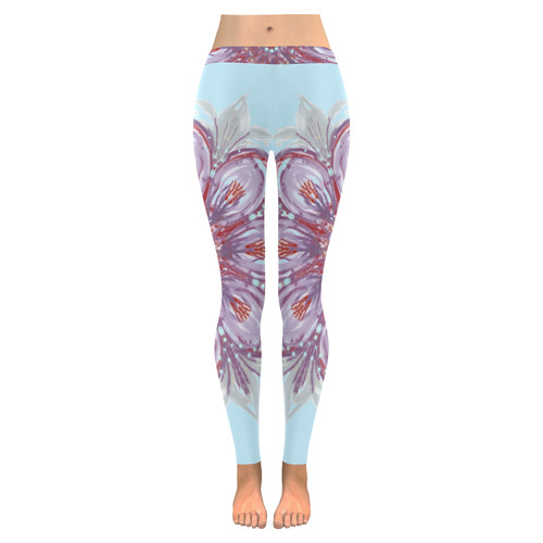 flower 7 Women's Low Rise Leggings (Invisible Stitch) (Model L05)