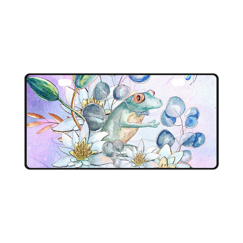 The frog with  waterlily License Plate