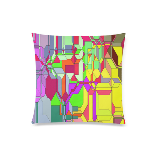 Retro Color Pop Geometric Fun 1 Custom Zippered Pillow Case 20"x20"(Twin Sides)