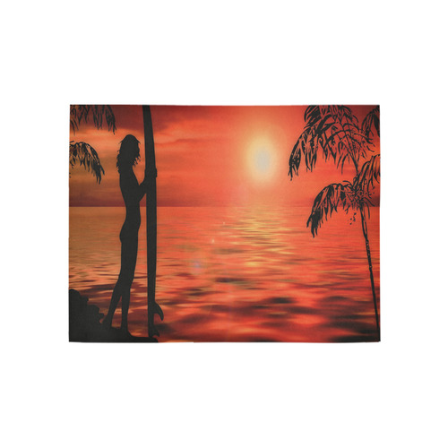 Sunset Surf Girl Red Area Rug 5'3''x4'