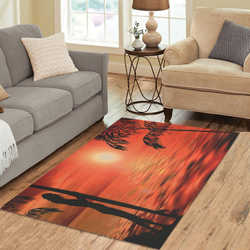 Sunset Surf Girl Red Area Rug 5'3''x4'