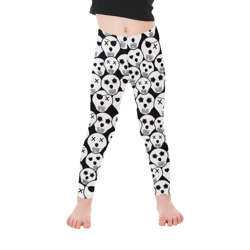 Silly Skull Halloween Design Kid's Ankle Length Leggings (Model L06)