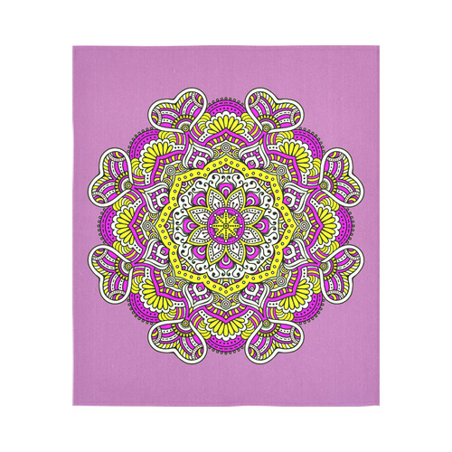 Cute Pink Yellow Floral Mandala Cotton Linen Wall Tapestry 51"x 60"
