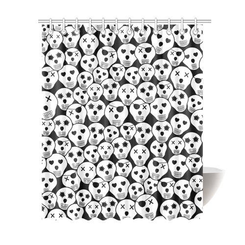 Silly Skull Halloween Design Shower Curtain 69"x84"