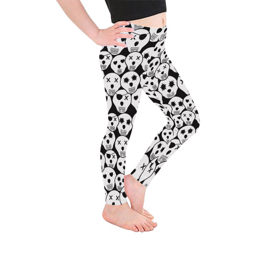 Silly Skull Halloween Design Kid's Ankle Length Leggings (Model L06)