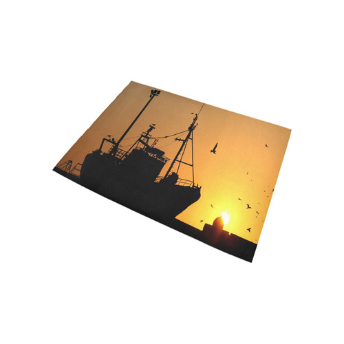 Ship At Sea Sunset Silhouette Area Rug 5'3''x4'