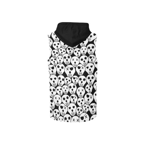 Silly Skull Halloween Design All Over Print Sleeveless Zip Up Hoodie for Women (Model H16)