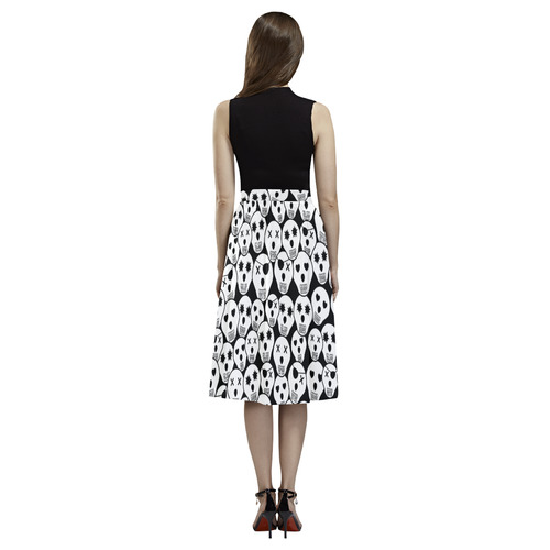 Silly Skull Halloween Design Aoede Crepe Skirt (Model D16)