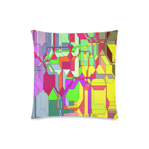 Retro Color Pop Geometric Fun 1 Custom Zippered Pillow Case 18"x18"(Twin Sides)