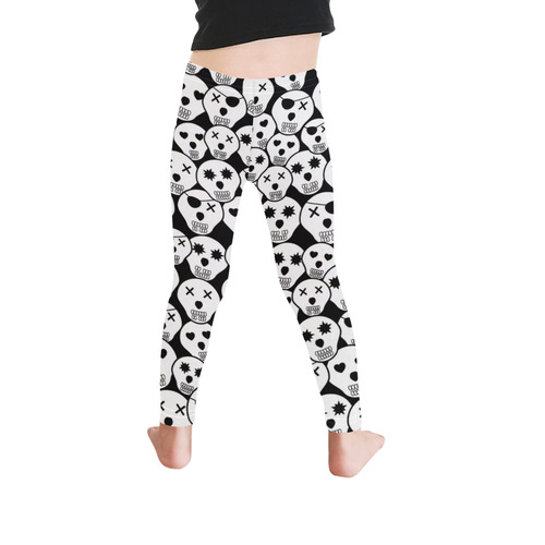 Silly Skull Halloween Design Kid's Ankle Length Leggings (Model L06)