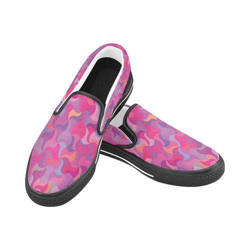 Mosaic Pattern 4 Women's Slip-on Canvas Shoes/Large Size (Model 019)
