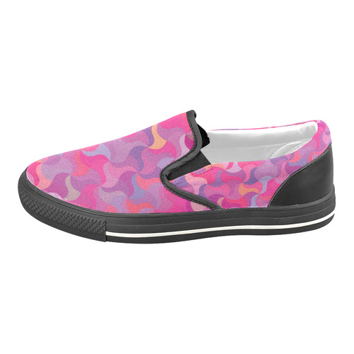 Mosaic Pattern 4 Women's Slip-on Canvas Shoes/Large Size (Model 019)