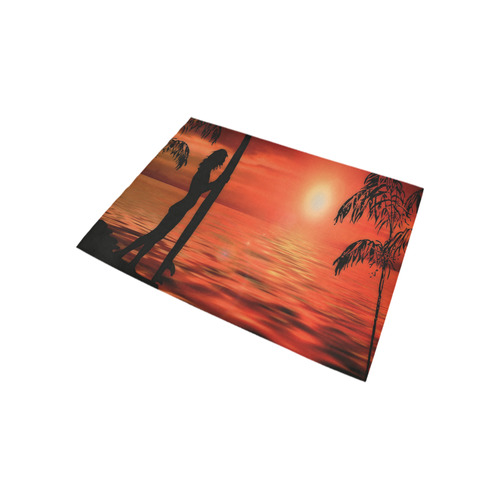 Sunset Surf Girl Red Area Rug 5'3''x4'