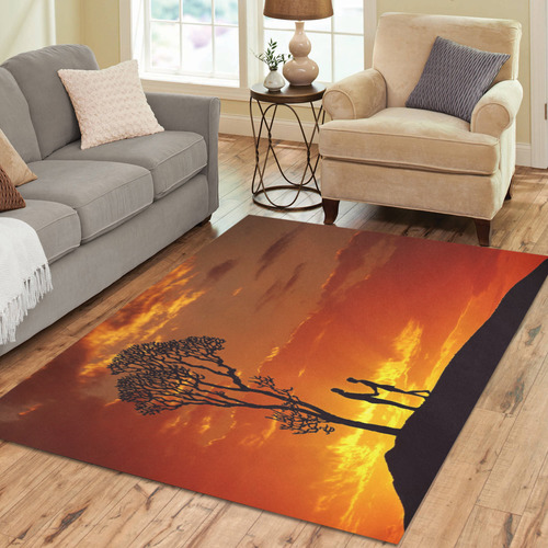 Lovers Sunset Silhouette Area Rug7'x5'