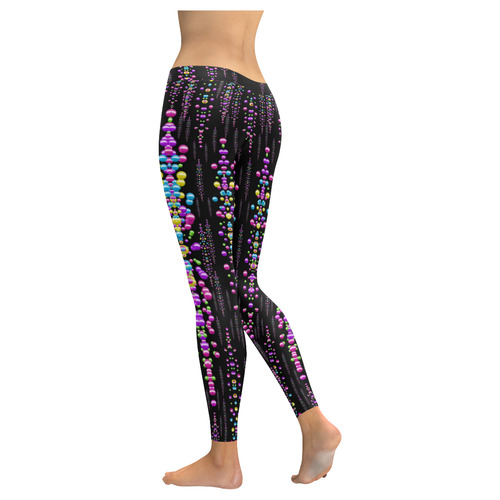rainbow asteroid pearls in the wonderful night Women's Low Rise Leggings (Invisible Stitch) (Model L05)