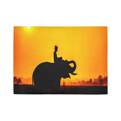 Elephant Ride Sunset Silhouette Area Rug7'x5'