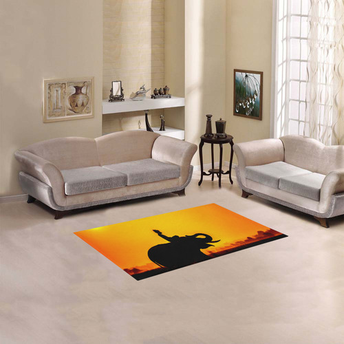 Elephant Ride Sunset Silhouette Area Rug 2'7"x 1'8‘’