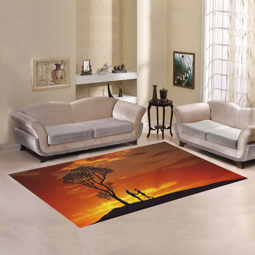 Lovers Sunset Silhouette Area Rug7'x5'