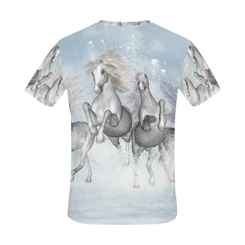 Awesome white wild horses All Over Print T-Shirt for Men (USA Size) (Model T40)