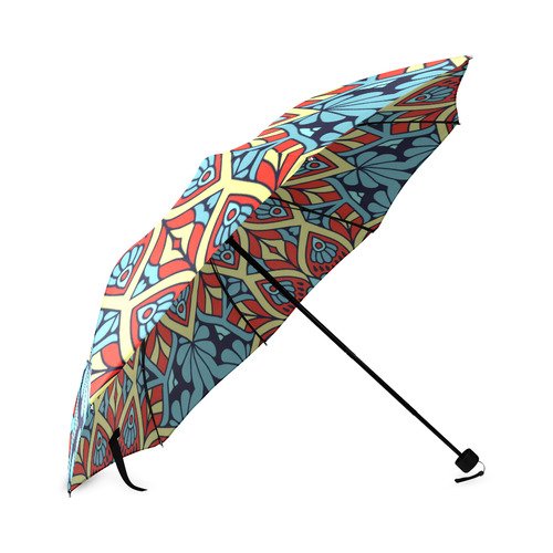 Red Yellow Blue Floral Mandala Foldable Umbrella (Model U01)