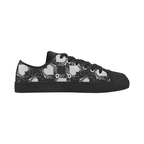 Black and white demon wing heart logo pattern Microfiber Leather Men's Shoes/Large Size (Model 031)