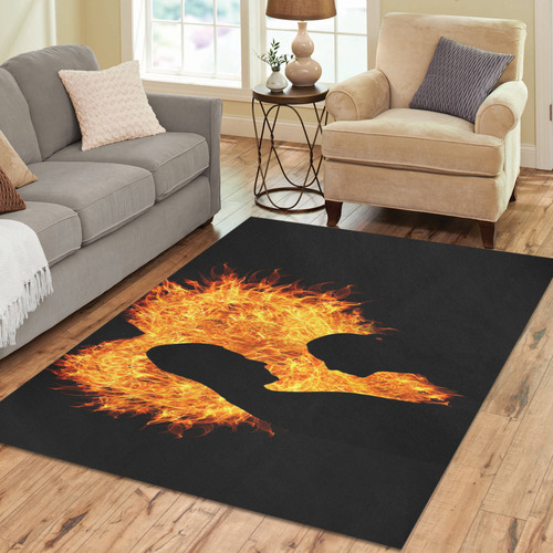 Sunset Silhouette Couple Area Rug7'x5'