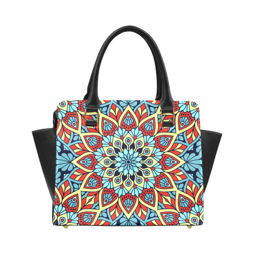 Red Yellow Blue Floral Mandala Classic Shoulder Handbag (Model 1653)