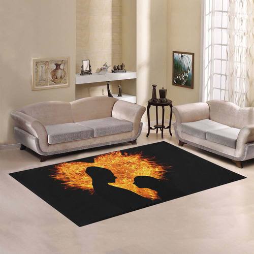 Sunset Silhouette Couple Area Rug7'x5'