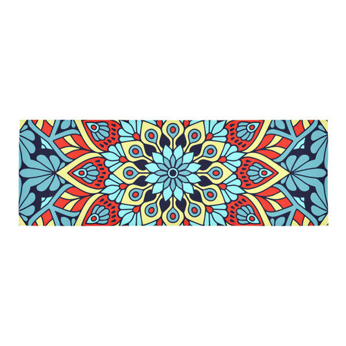 Red Yellow Blue Floral Mandala Area Rug 9'6''x3'3''