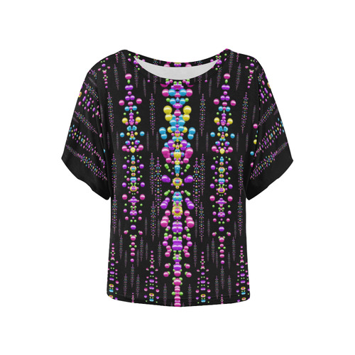 rainbow asteroid pearls in the wonderful night Women's Batwing-Sleeved Blouse T shirt (Model T44)