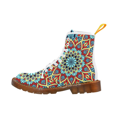 Red Yellow Blue Floral Mandala Martin Boots For Women Model 1203H