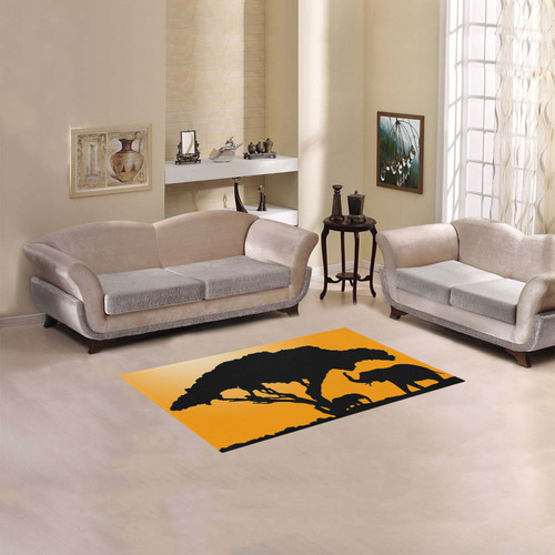 African Elephants Sunset Silhouette Area Rug 2'7"x 1'8‘’