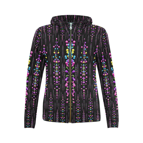 rainbow asteroid pearls in the wonderful night All Over Print Full Zip Hoodie for Women (Model H14)