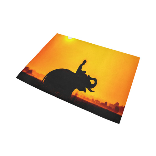 Elephant Ride Sunset Silhouette Area Rug7'x5'