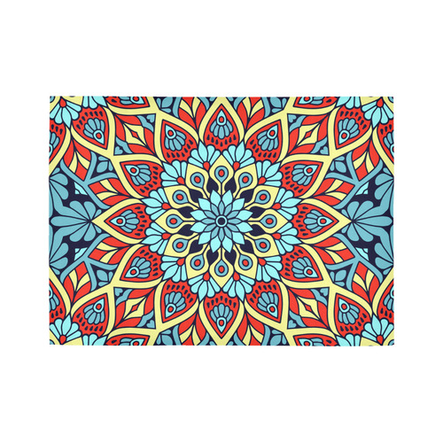 Red Yellow Blue Floral Mandala Area Rug7'x5'