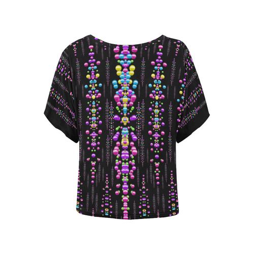rainbow asteroid pearls in the wonderful night Women's Batwing-Sleeved Blouse T shirt (Model T44)