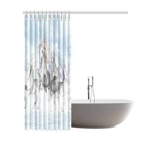 Awesome white wild horses Shower Curtain 69"x84"