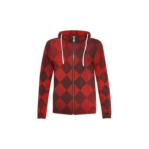 Christmas Red Square All Over Print Full Zip Hoodie for Kid (Model H14)