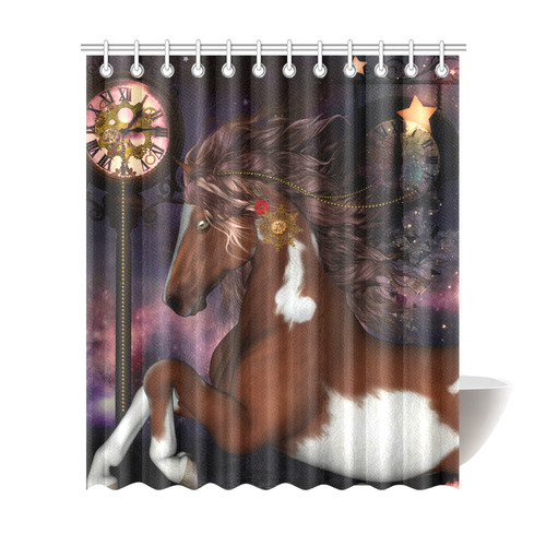 Awesome steampunk horse with clocks gears Shower Curtain 72"x84"