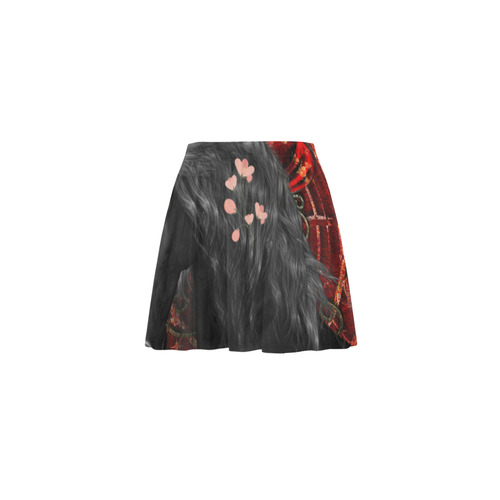 Black horse with flowers Mini Skating Skirt (Model D36)