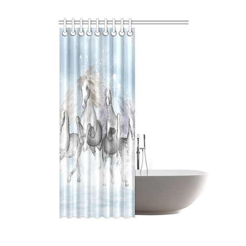 Awesome white wild horses Shower Curtain 48"x72"