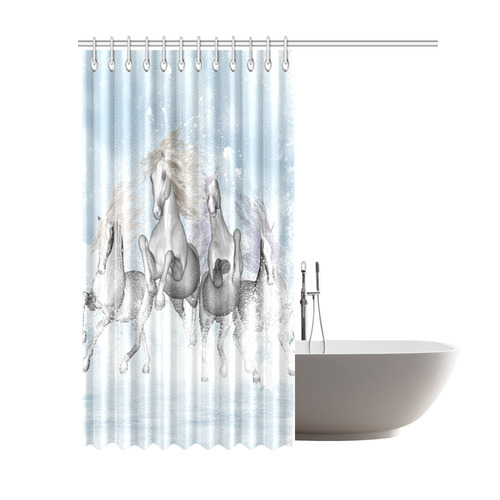 Awesome white wild horses Shower Curtain 69"x84"