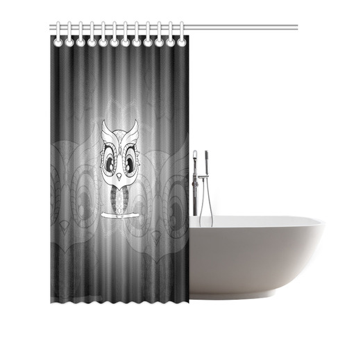 Cute owl, mandala design black and white Shower Curtain 72"x72"