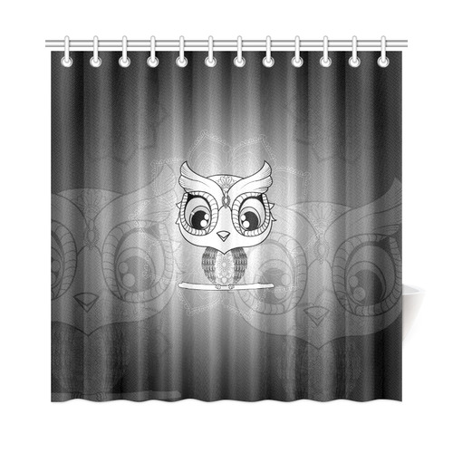 Cute owl, mandala design black and white Shower Curtain 72"x72"