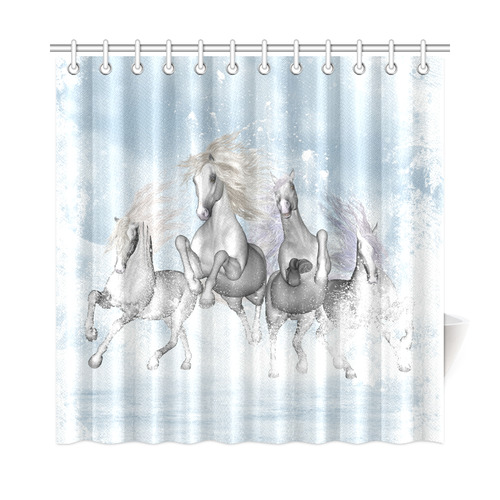 Awesome white wild horses Shower Curtain 72"x72"