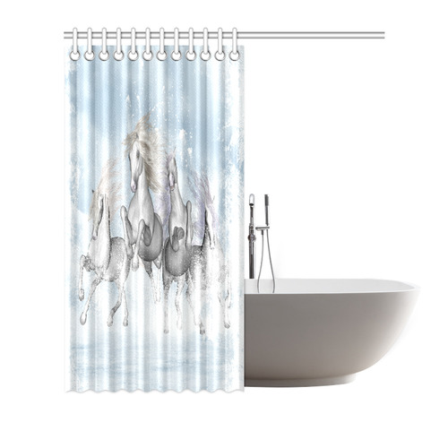 Awesome white wild horses Shower Curtain 72"x72"