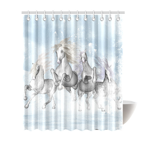 Awesome white wild horses Shower Curtain 72"x84"