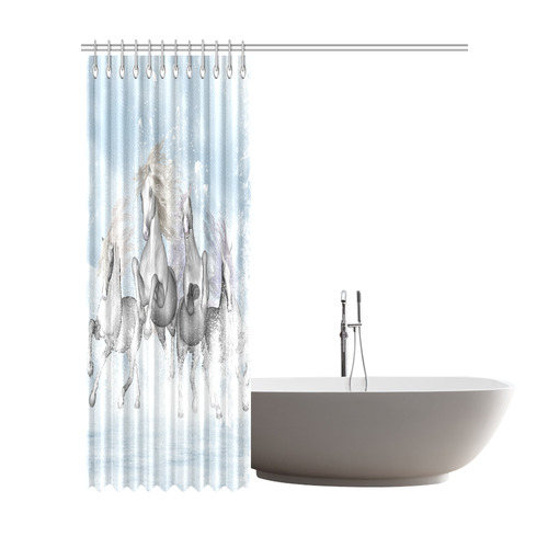 Awesome white wild horses Shower Curtain 72"x84"